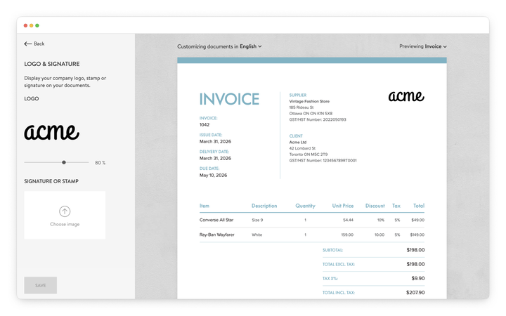 add a logo or signature
