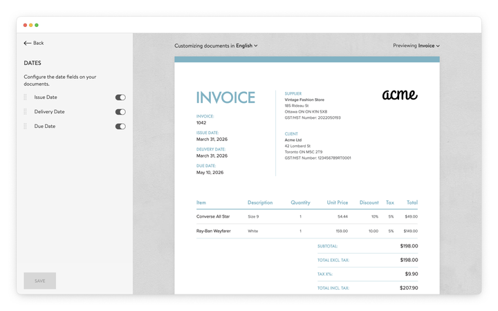 customize how dates appear