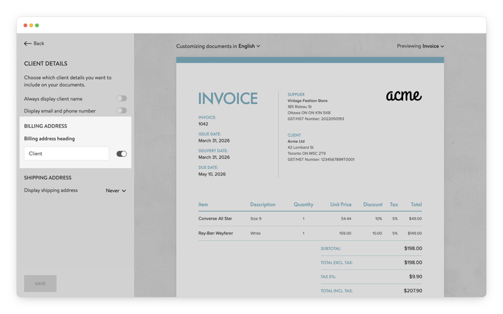 customize the billing address heading