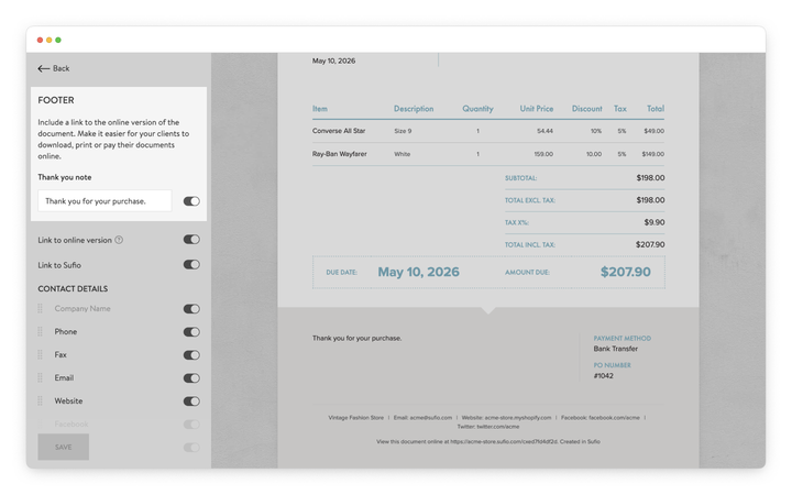 add a thank you note in the footer