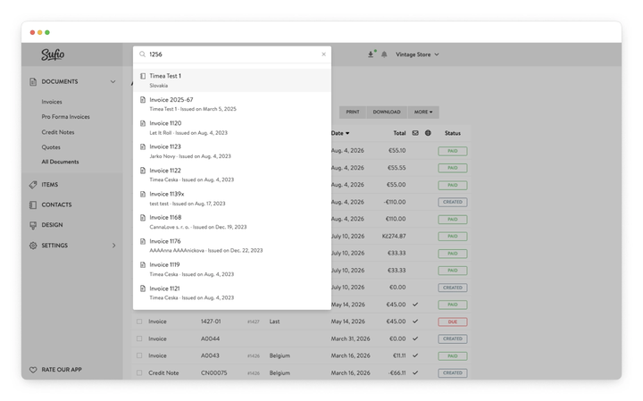 search and filter documents