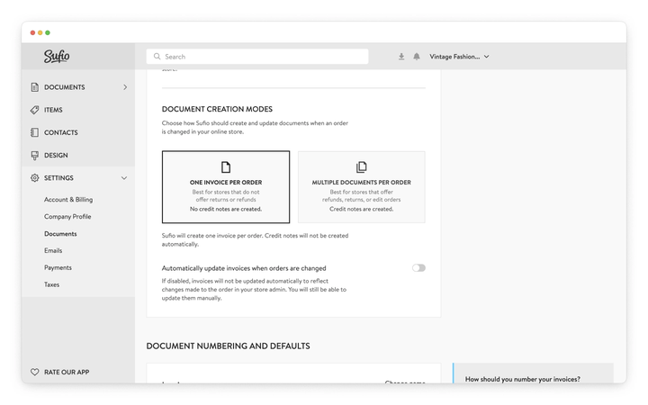 Document creation modes in Sufio
