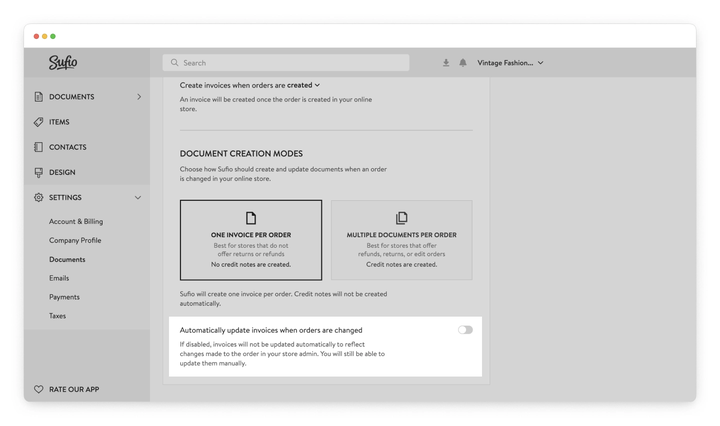 Automatically update invoices