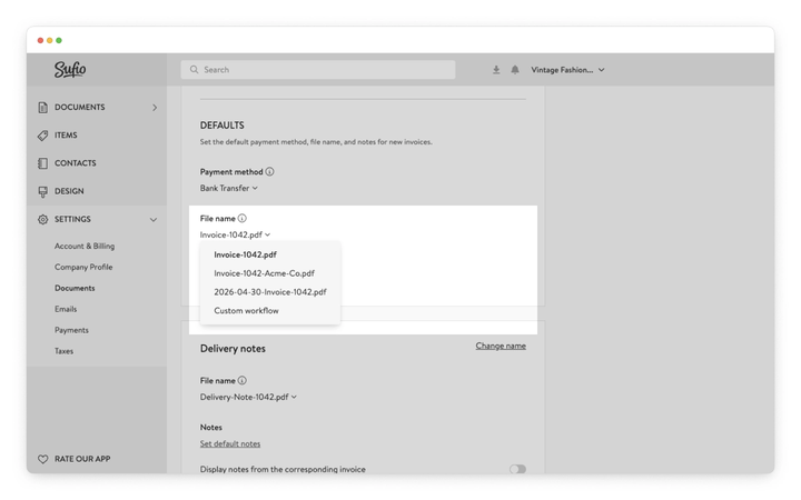 Change the file name format of your PDF documents