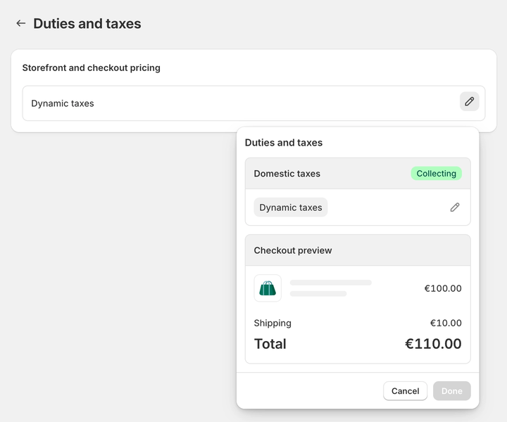 Taxes italiennes Shopify