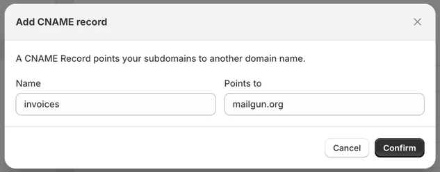 Shopify CNAME record