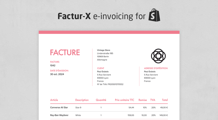 Factur-X e-invoices for Shopify