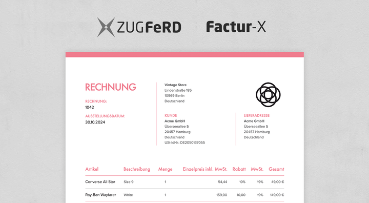 E-invoicing zugferd facturx Shopify