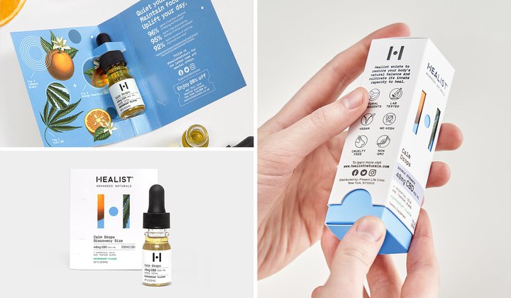 Healist advanced naturals calm drop cbd oil packaging design