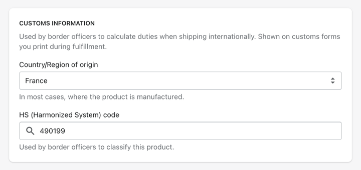 Include hs codes invoices