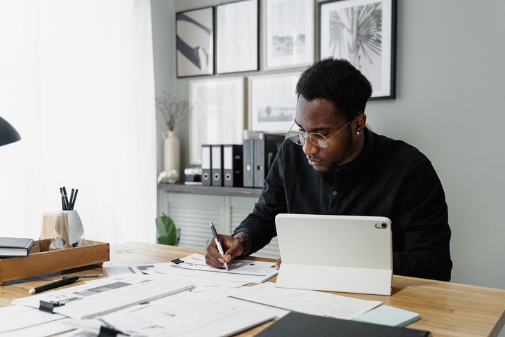 Man doing his taxes