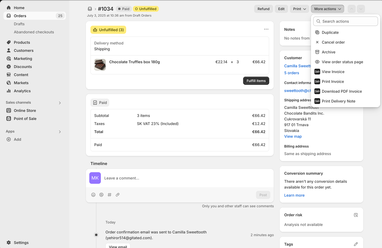 Manual creation of invoice