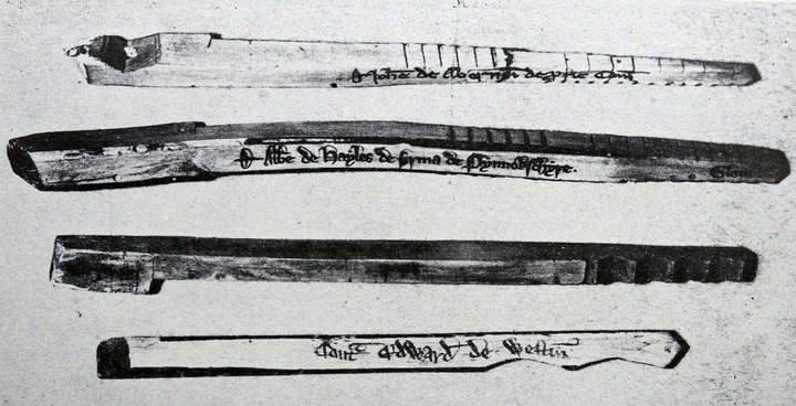Old wooden tallies