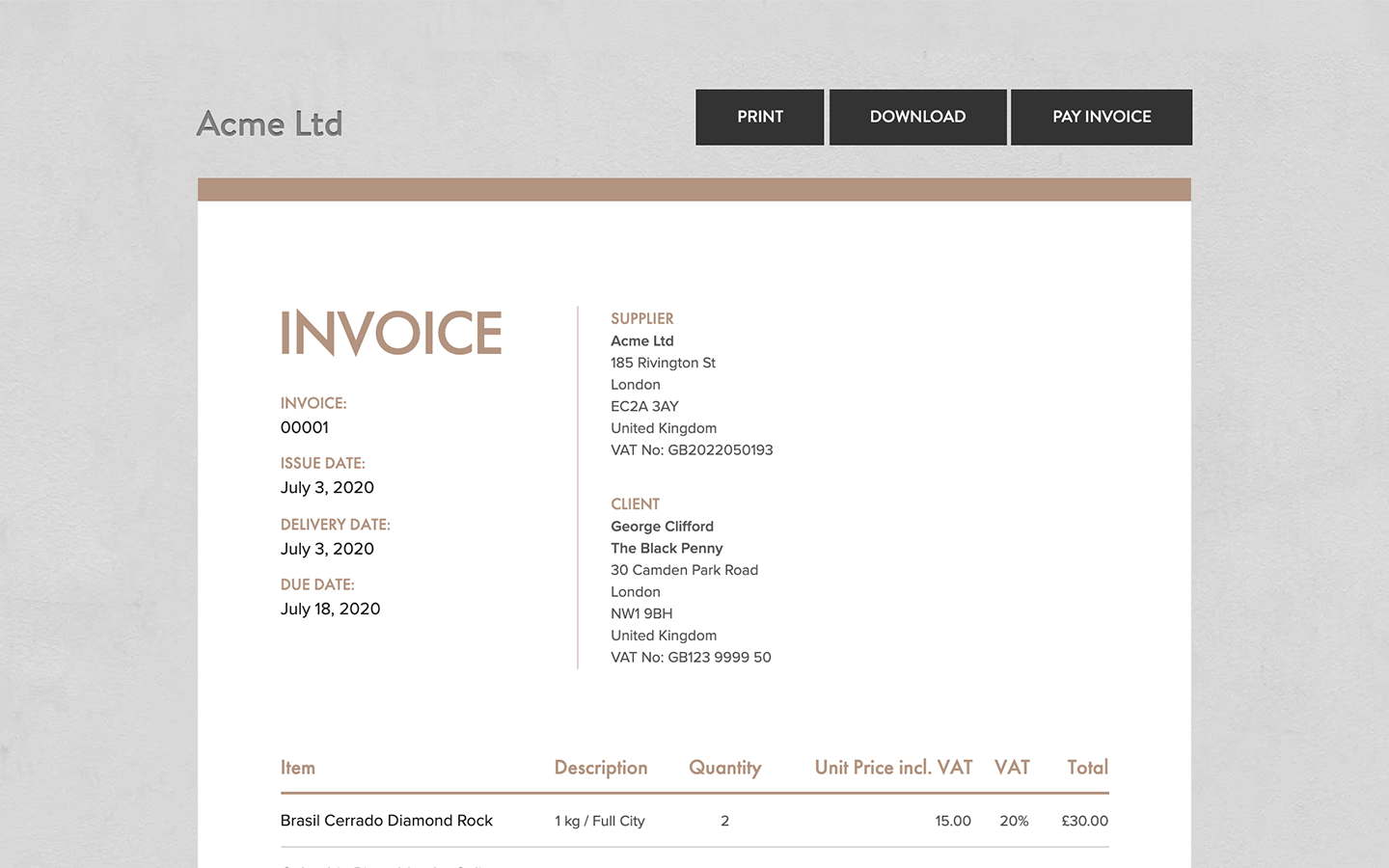 online invoicing and credit card payment