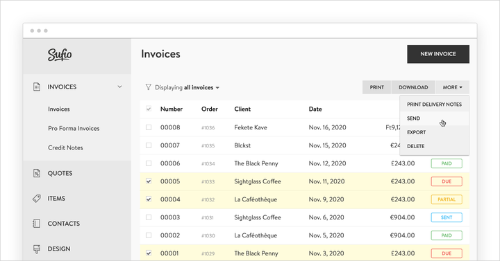 Sending multiple invoices to customers at once