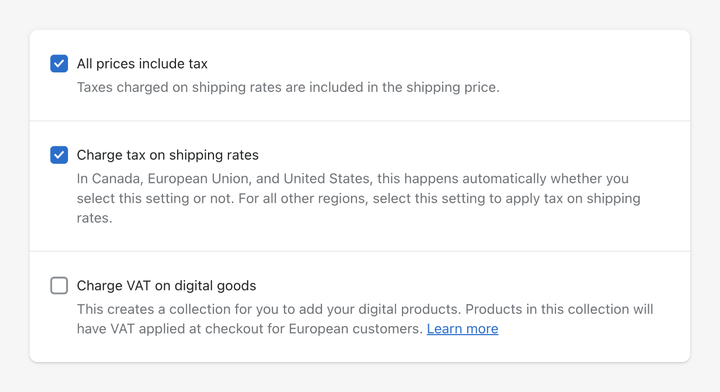 Charge tax on shipping rates in Shopify
