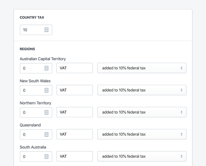 Shopify tax settings for Australia