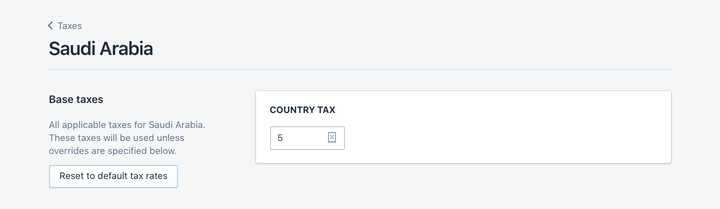 Shopify tax settings for Saudi Arabia