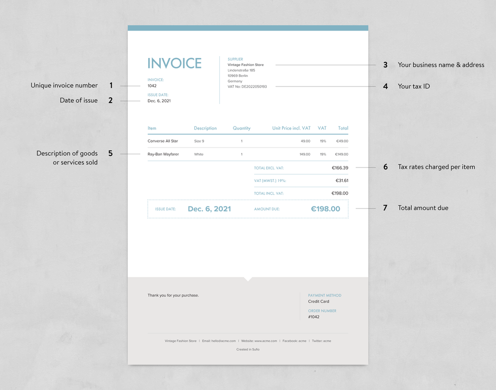 Simplified invoice