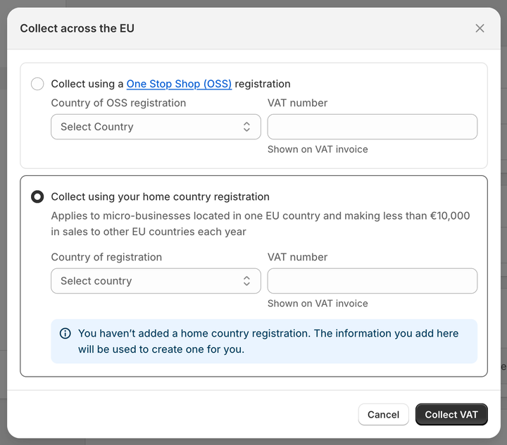 Shopify EU VAT micro-business exemption