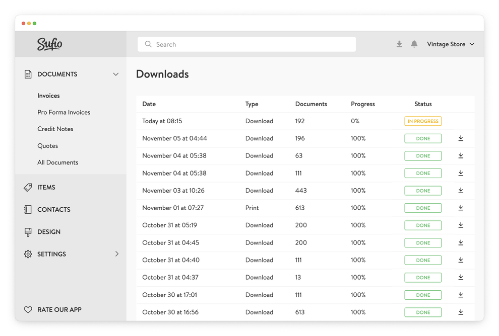 Sufio downloads page
