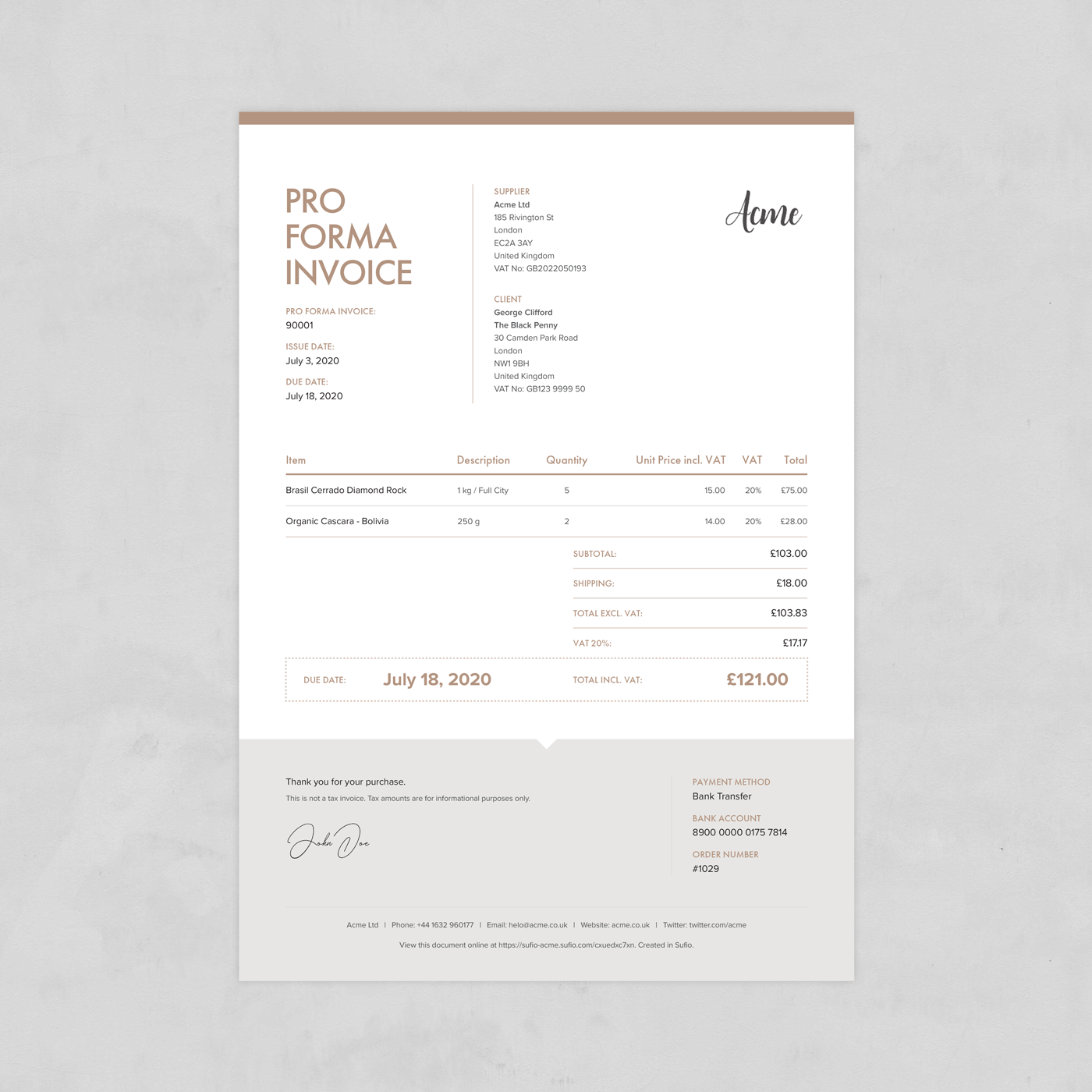 Create Pro Forma Invoices Sufio For Shopify