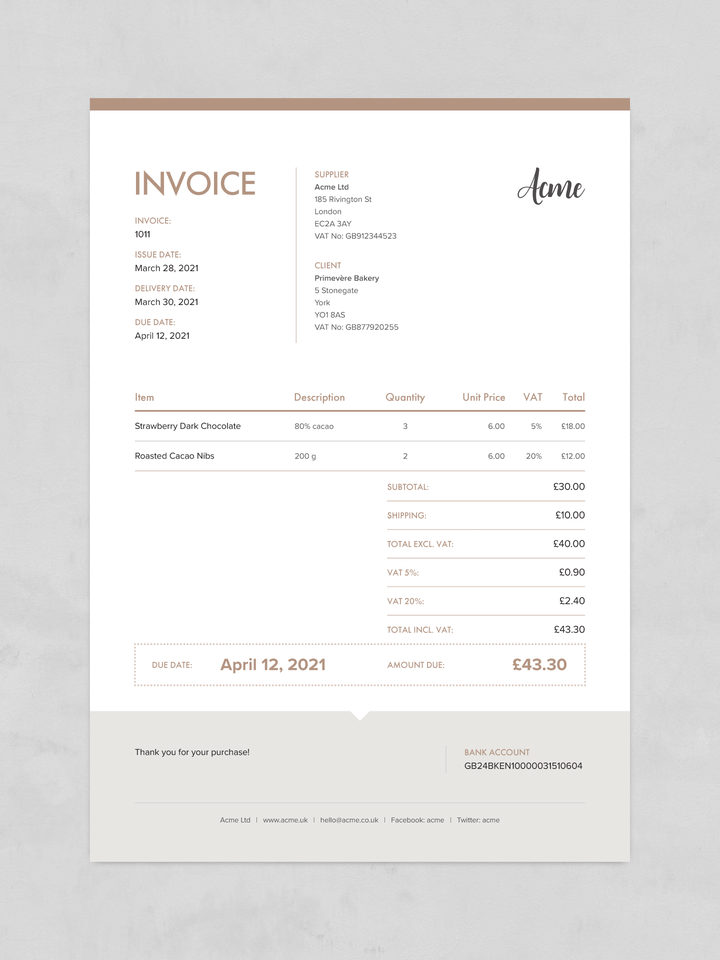 Sufio shopify invoice vat breakdown