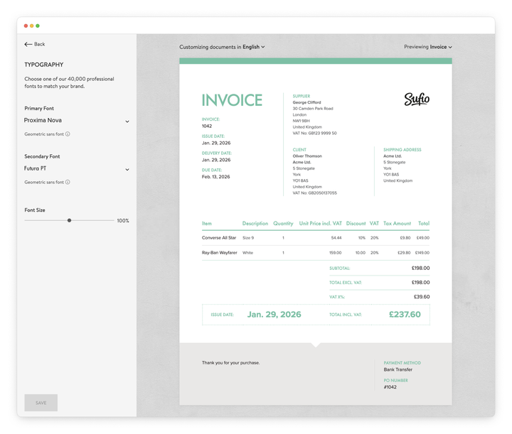 Sufio typography page