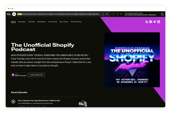 Unofficial Shopify podcast Kurt Elster