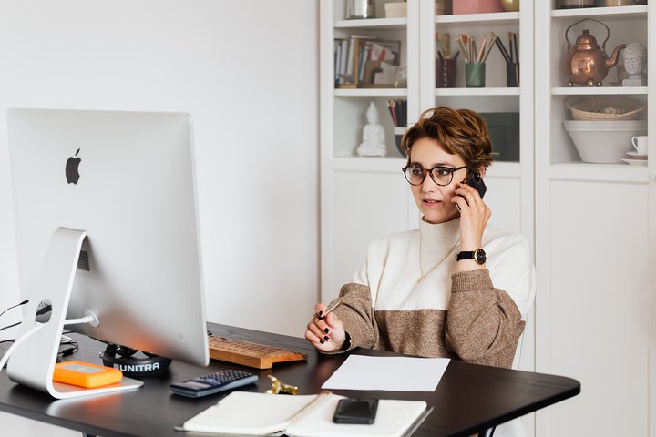 Woman picking up phone call