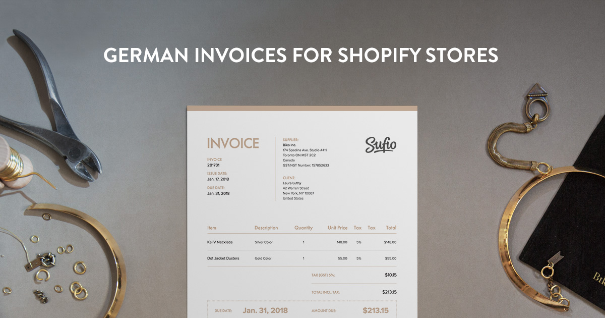 German invoices for Shopify stores - Sufio